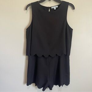 She + Sky Women's Romper Scalloped Open Back Size Large